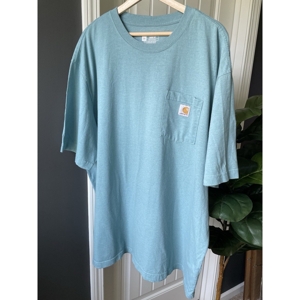 Carhartt K87 Loose Fit Tee Pocket Tee Men's 2XL Light Seafoam Workwear